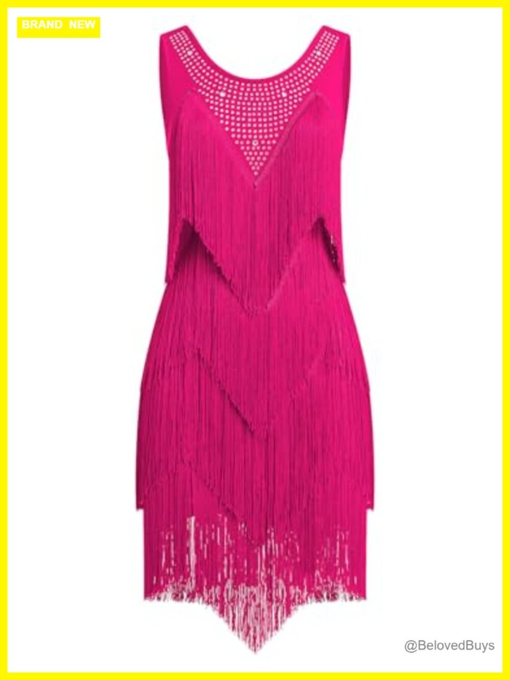 Rhinestone Fringe Latin Dance Dress for Women Ballroom Costume